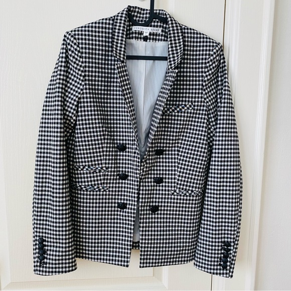 Veronica Beard Cottage Black/White Gingham Plaid Dickey Jacket Blazer size 6 - Picture 2 of 13